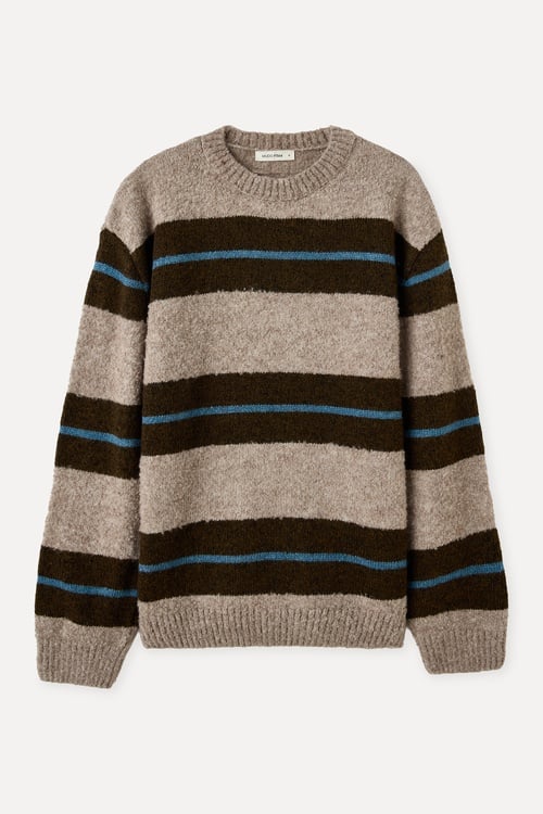 LOOSE FIT ÇİZGİLİ YÜN KARIŞIMLI KAZAK