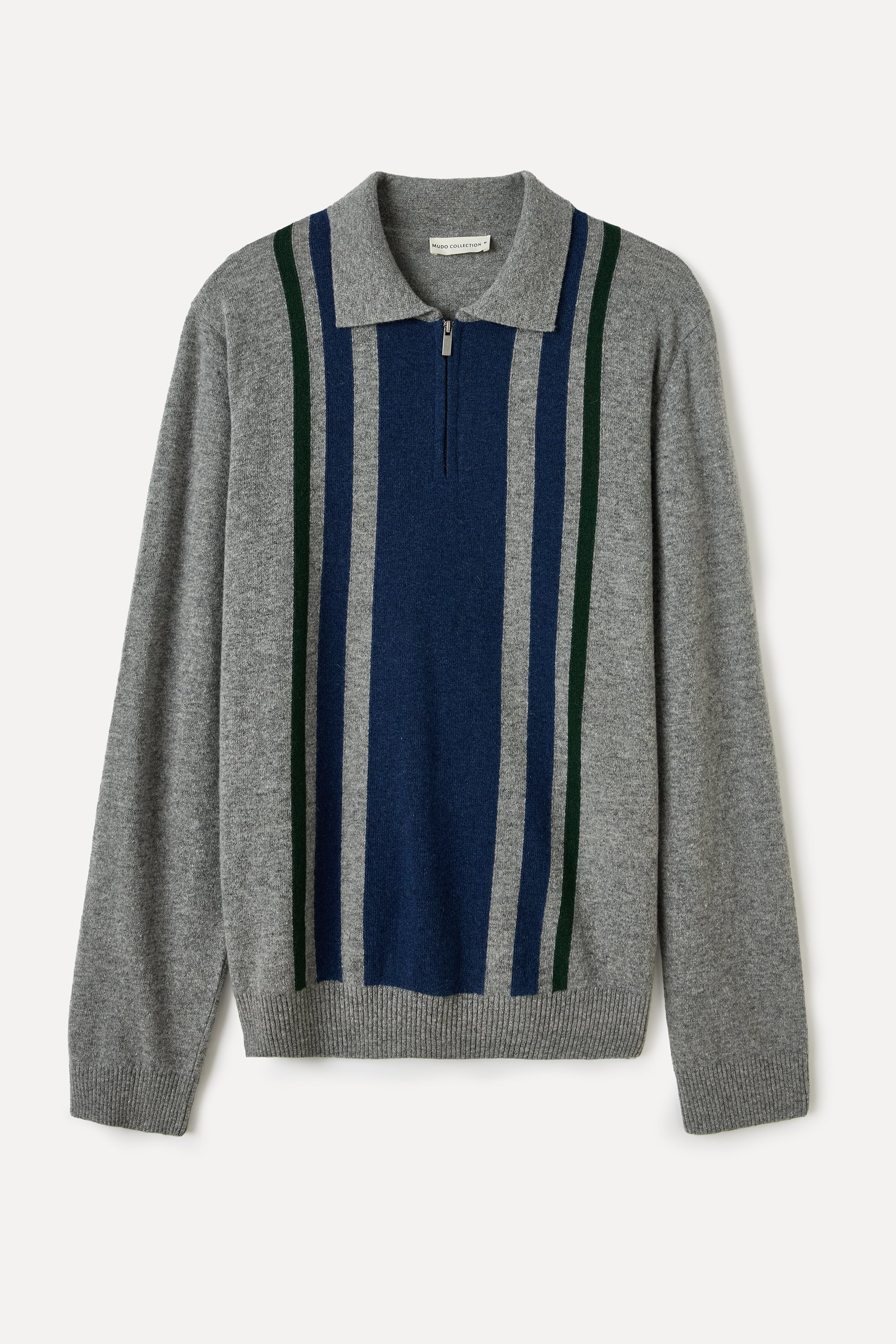 RENK BLOKLU FERMUARLI POLO YAKA YÜNLÜ KAZAK