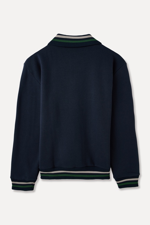  FERMUARLI DİK YAKA NAKIŞLI SWEATSHIRT