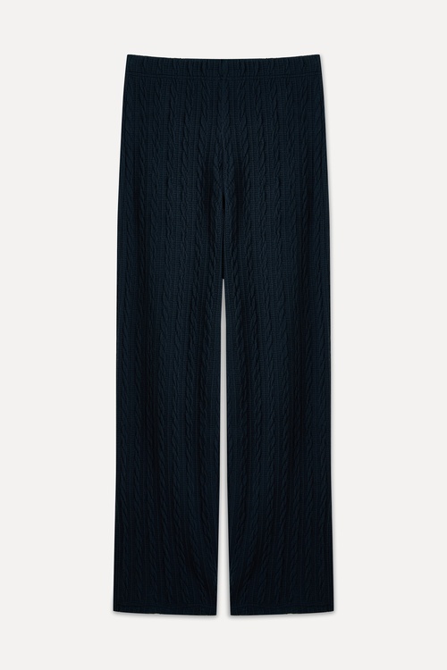 WIDE LEG BELİ LASTİKLİ ÖRME PANTOLON