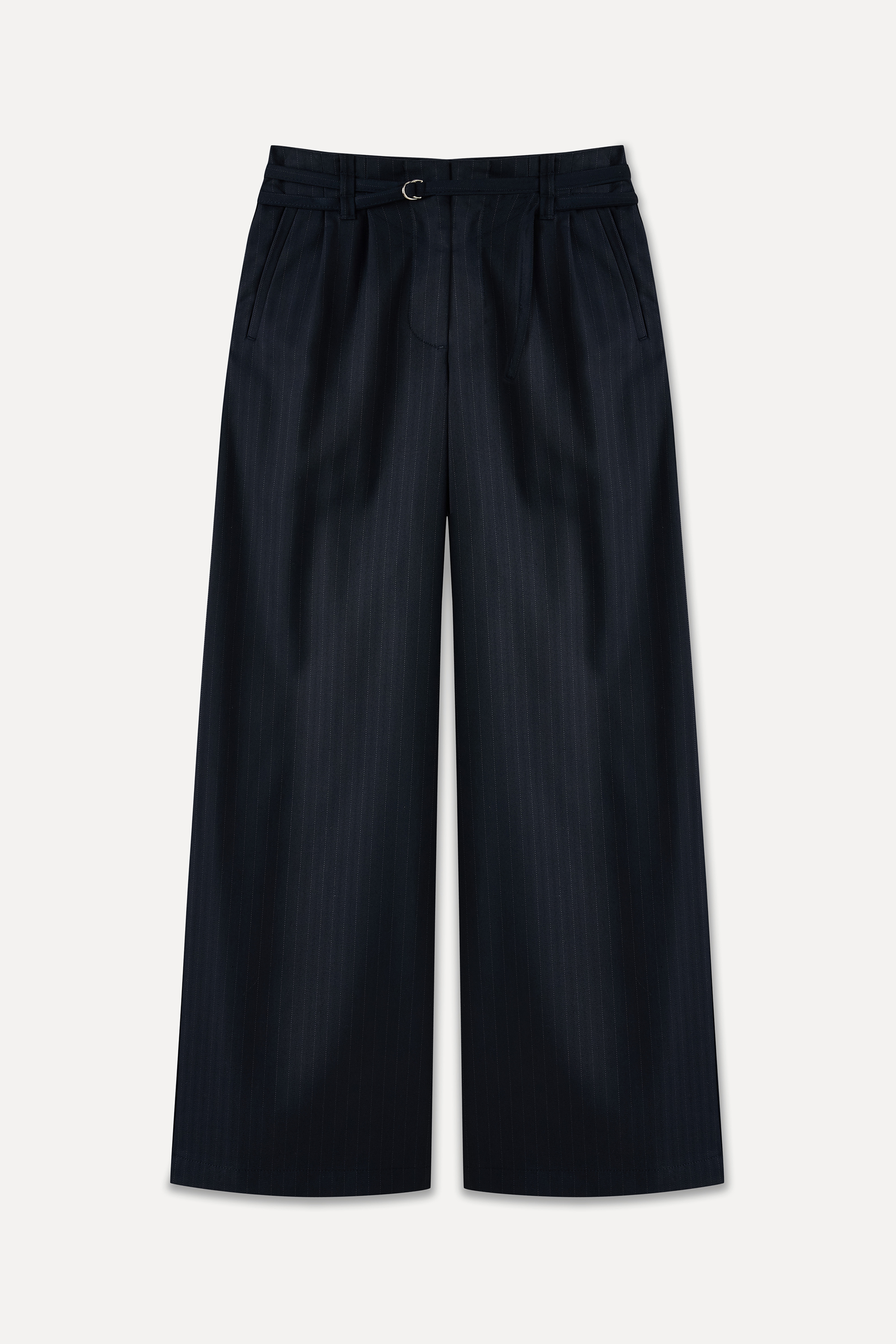 ÇİZGİLİ KEMER DETAYLI WIDE LEG PANTOLON