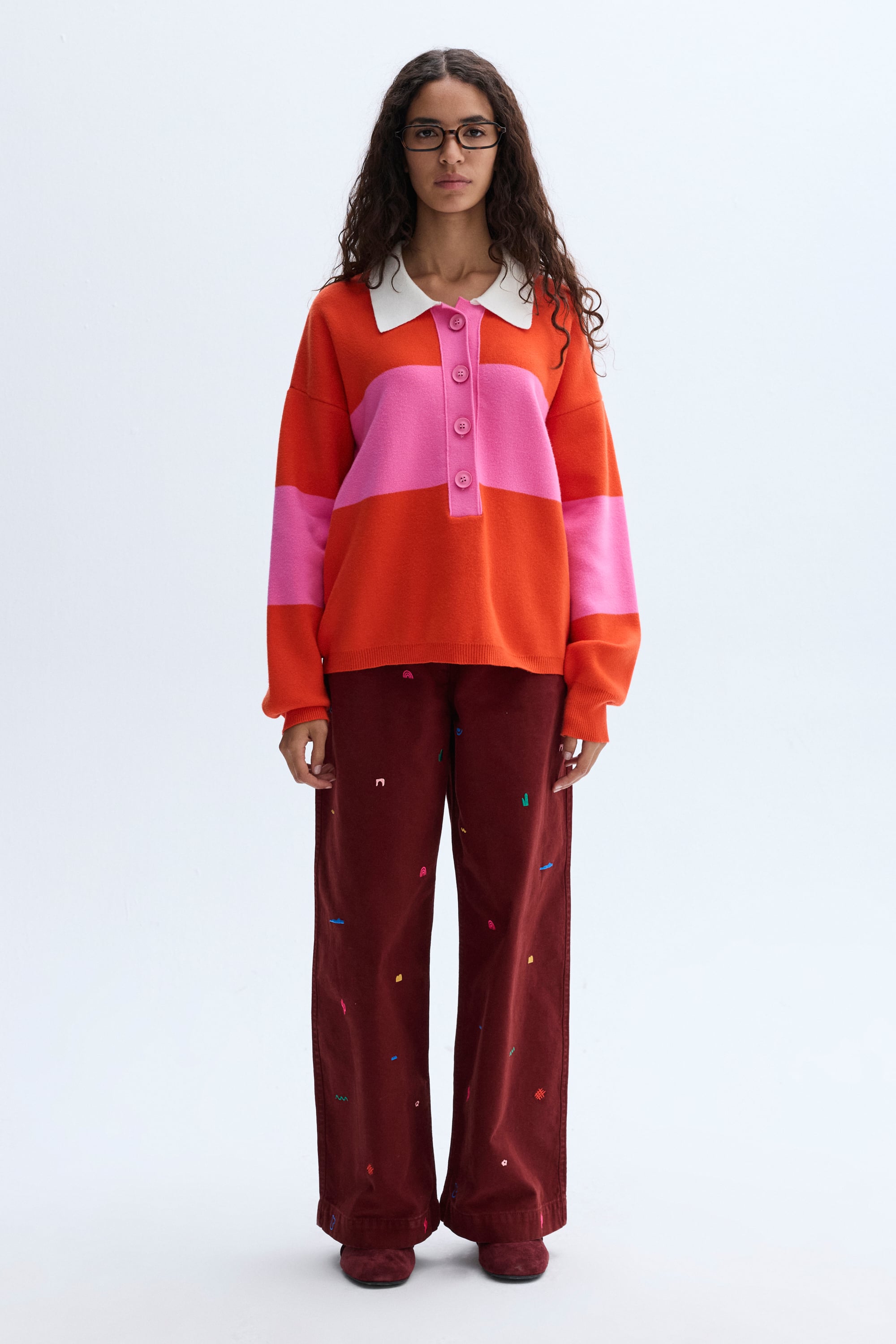 NAKIŞLI WIDE LEG PANTOLON