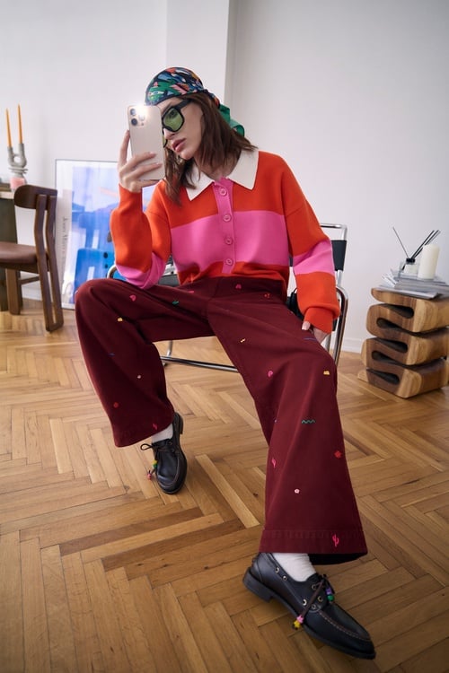 NAKIŞLI WIDE LEG PANTOLON