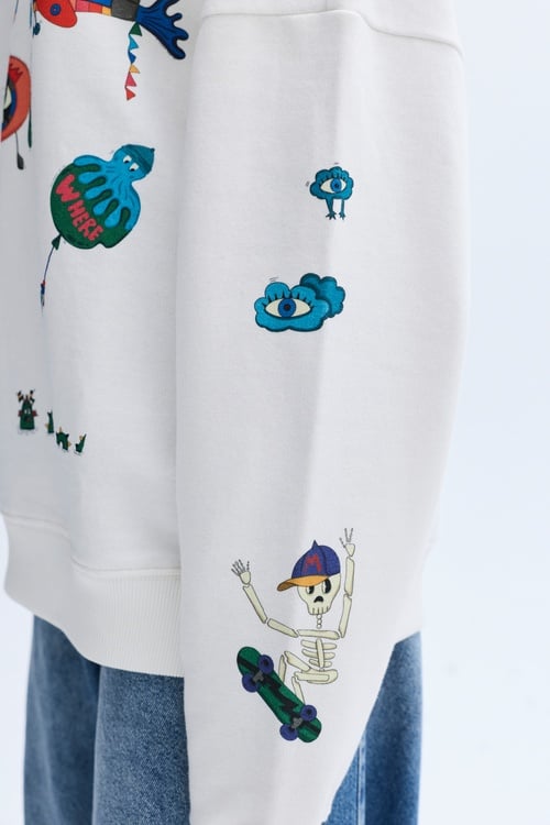 BASKILI BİSİKLET YAKA SWEATSHIRT