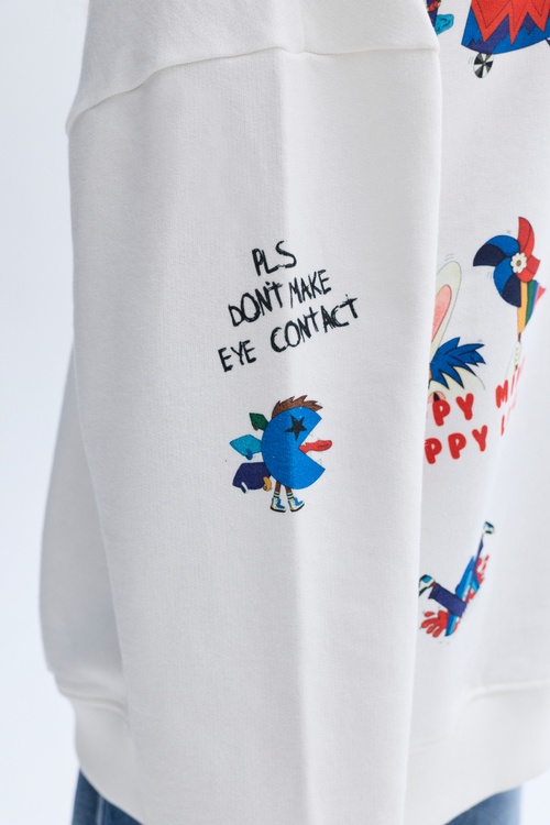  BASKILI BİSİKLET YAKA SWEATSHIRT