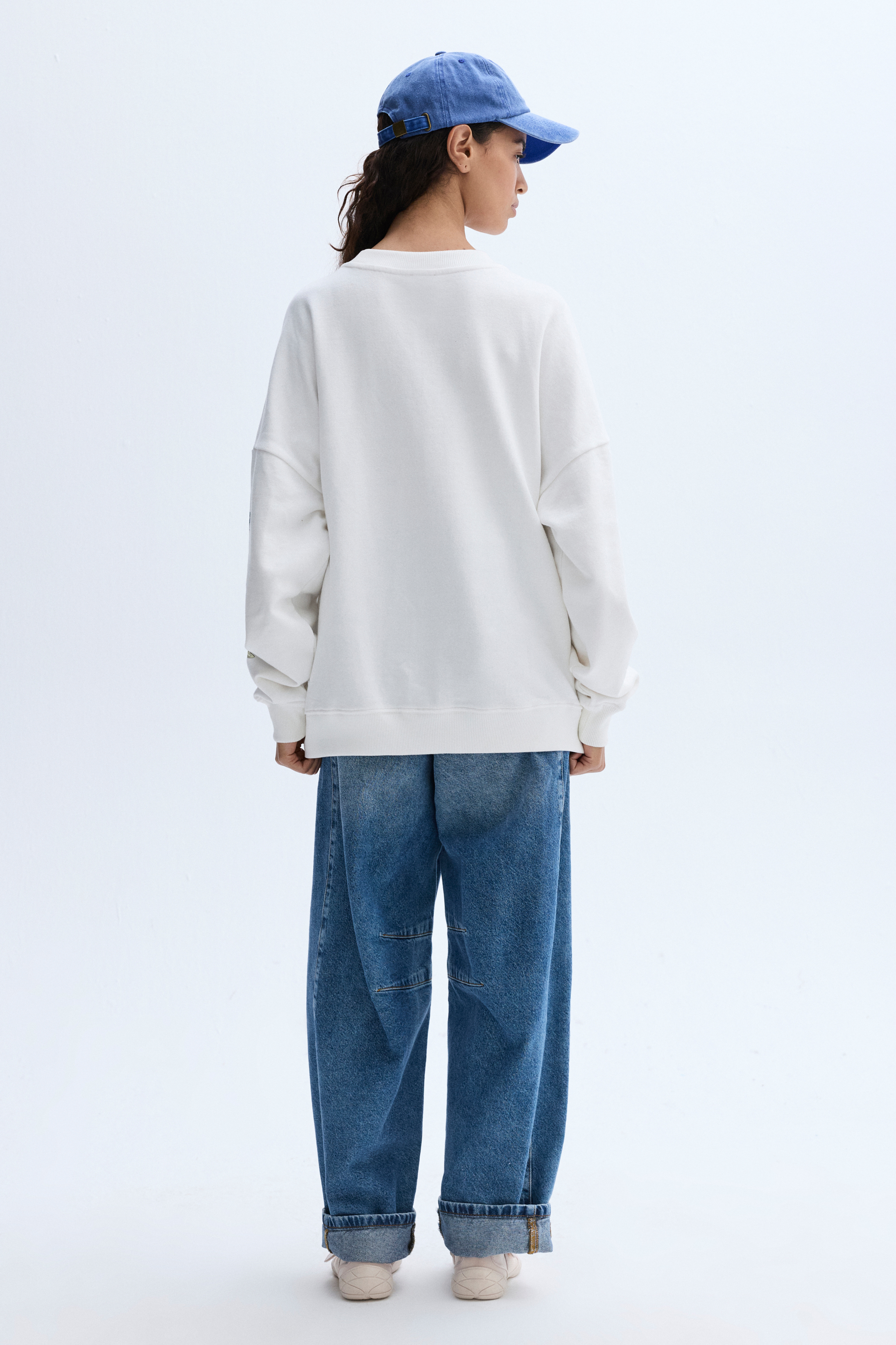 BASKILI BİSİKLET YAKA SWEATSHIRT