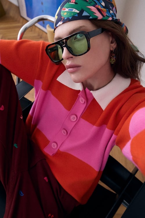 ÇİZGİLİ POLO YAKA TRİKO KAZAK