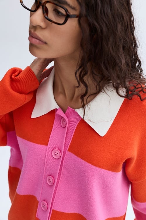  ÇİZGİLİ POLO YAKA TRİKO KAZAK