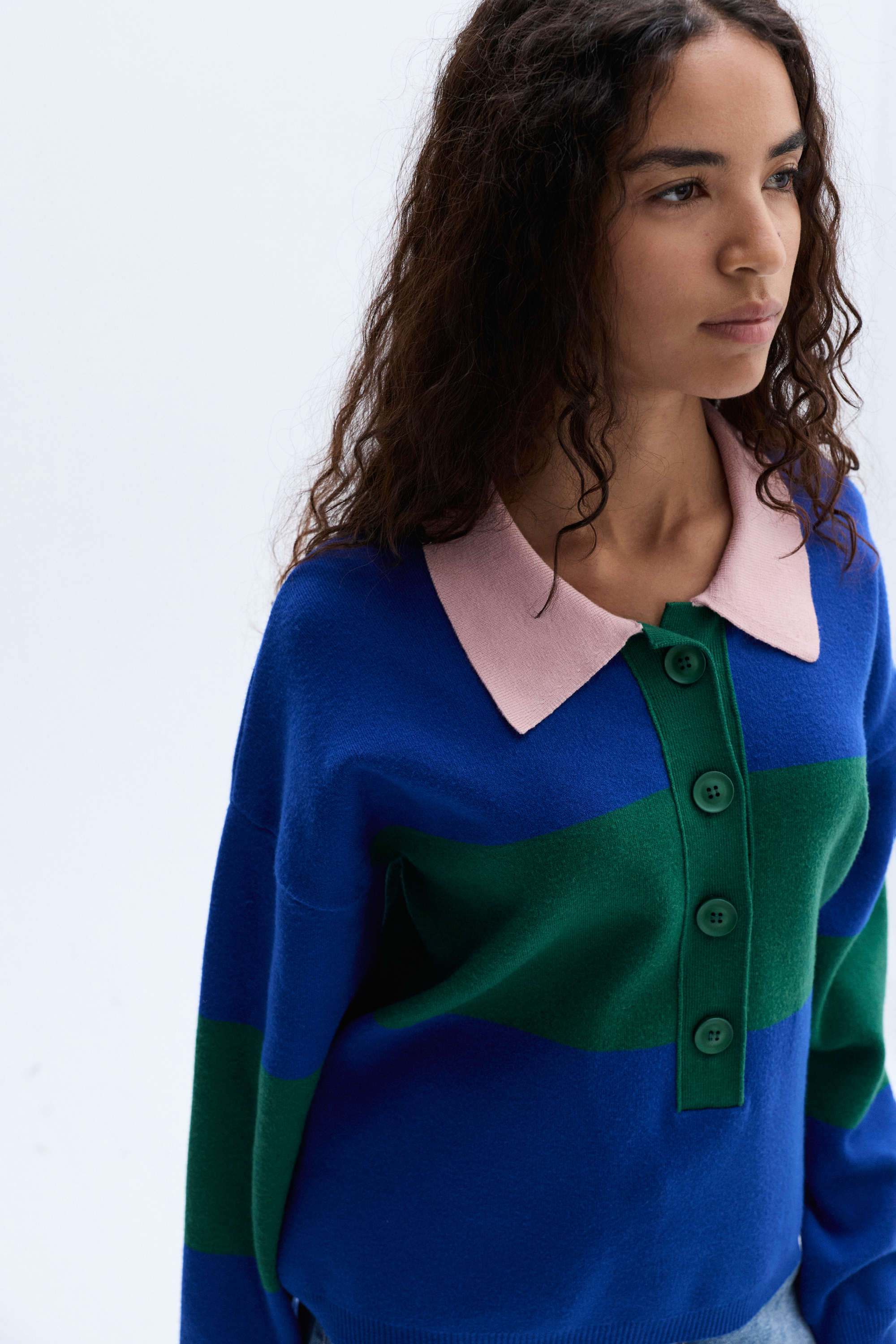 ÇİZGİLİ POLO YAKA TRİKO KAZAK