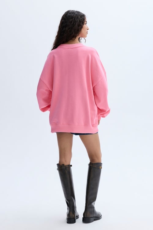 BASKILI BİSİKLET YAKA SWEATSHIRT