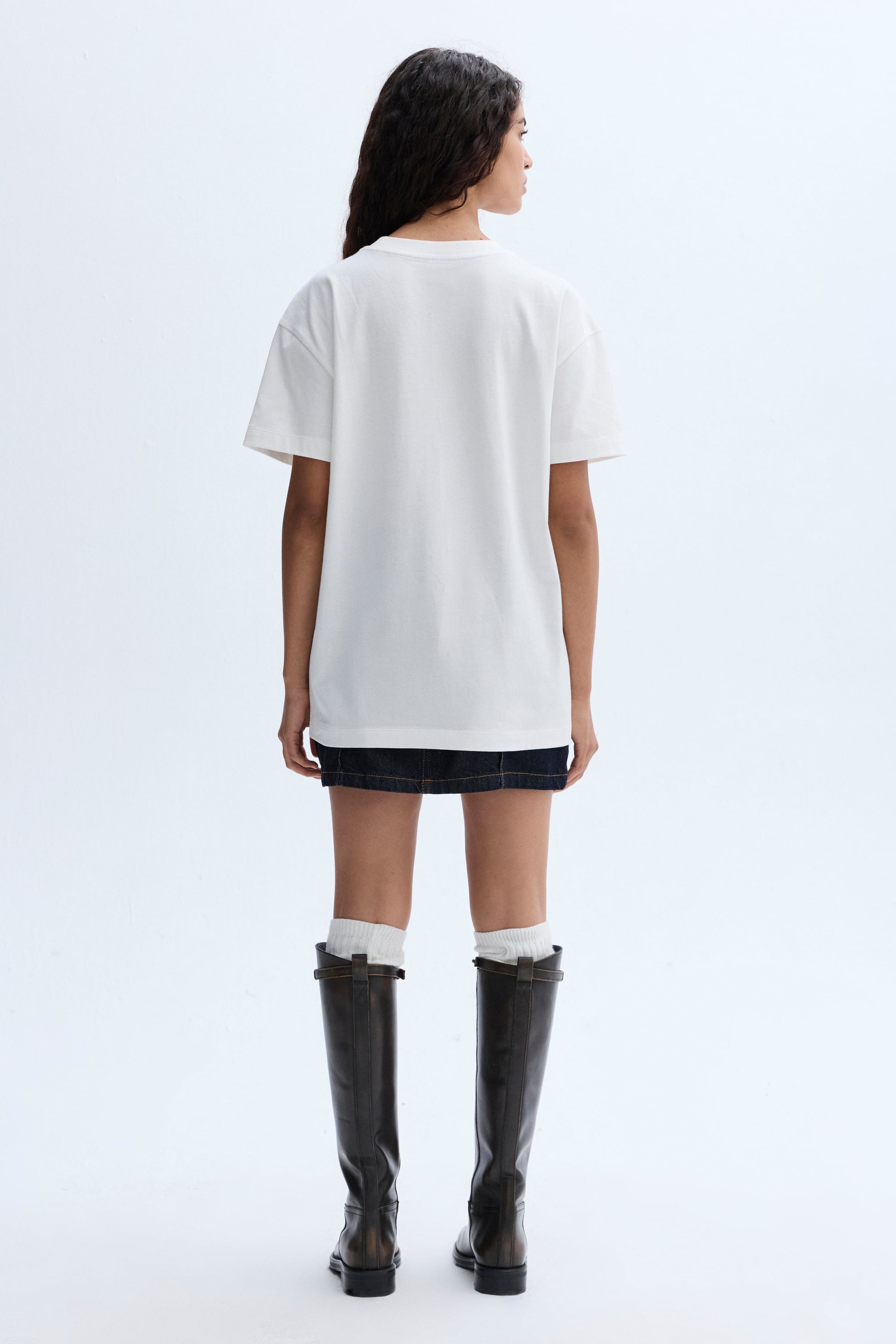 BASKILI BİSİKLET YAKA T-SHIRT