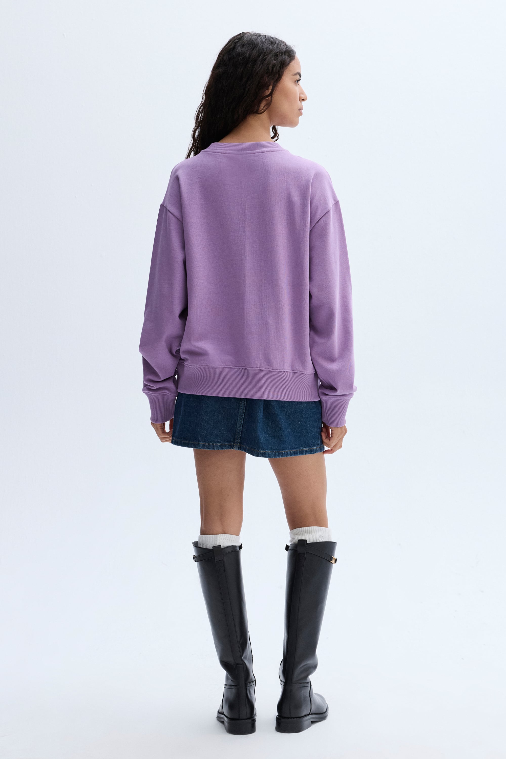 BASKILI BİSİKLET YAKA SWEATSHIRT