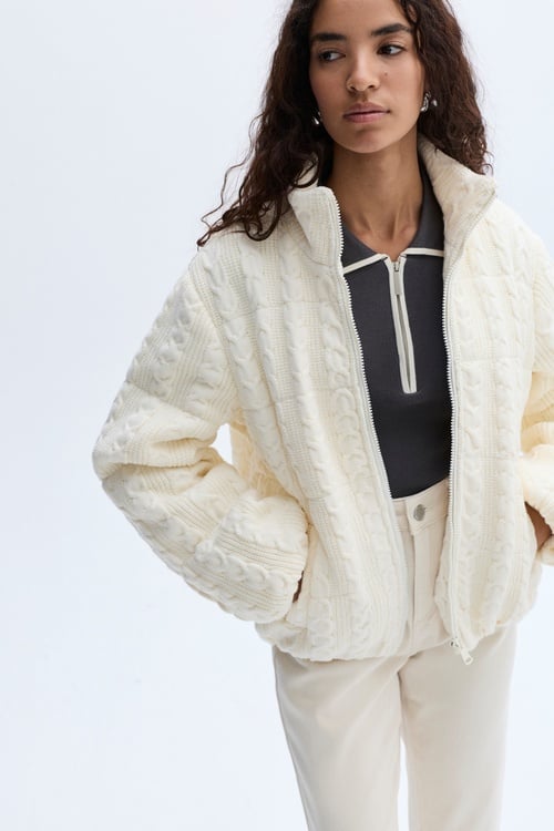 ÖRGÜLÜ DİK YAKA MONT CEKET