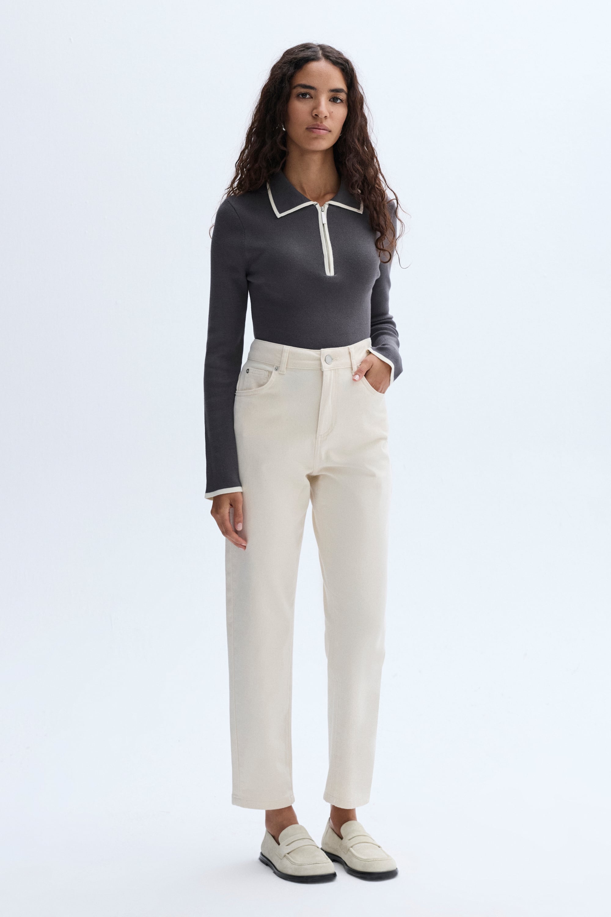 FITTED FERMUARLI POLO YAKA TRİKO KAZAK