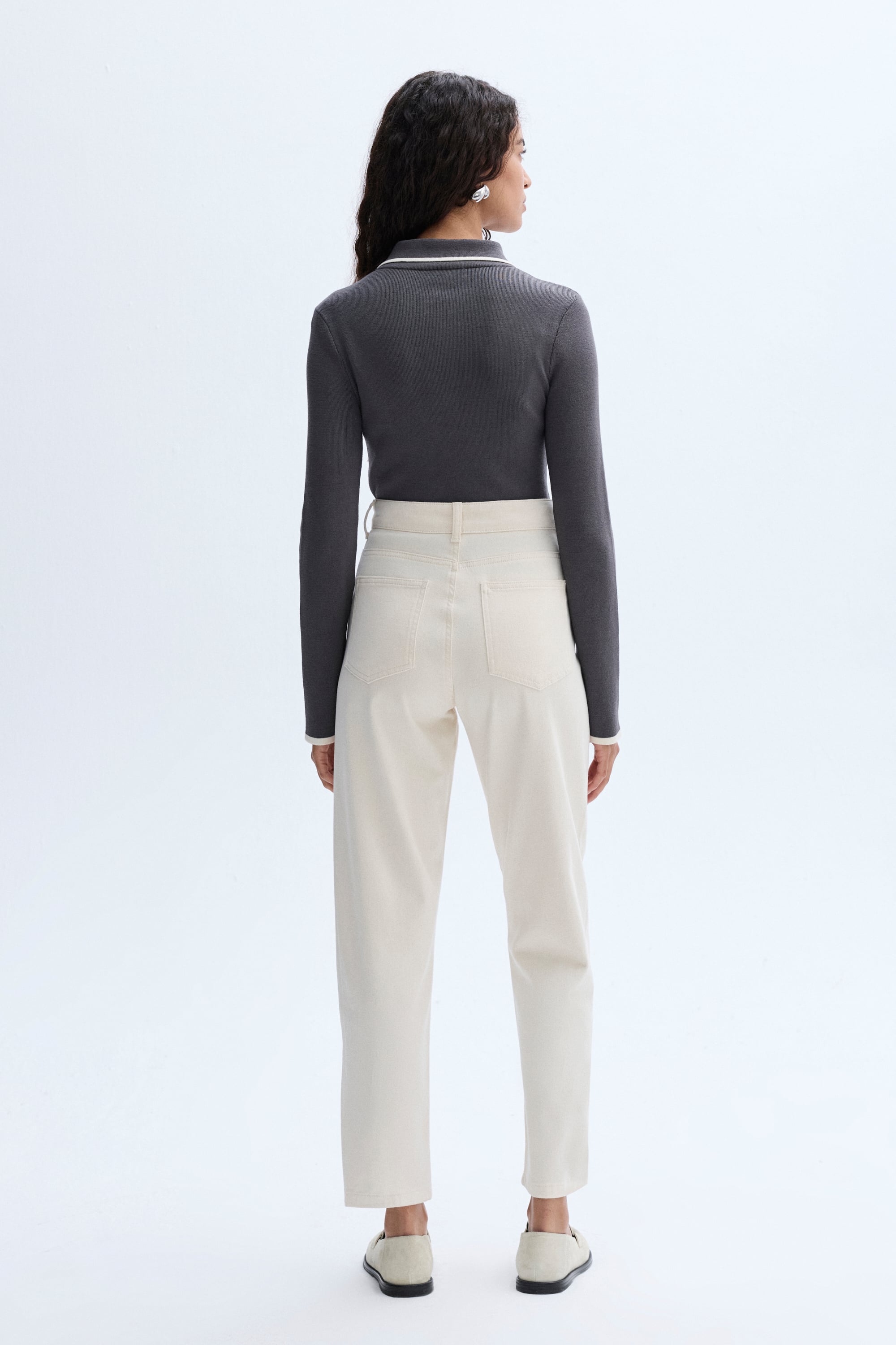 FITTED FERMUARLI POLO YAKA TRİKO KAZAK