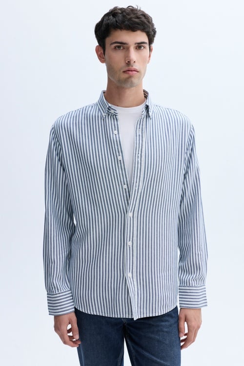 REGULAR FIT ÇİZGİLİ UZUN KOLLU GÖMLEK