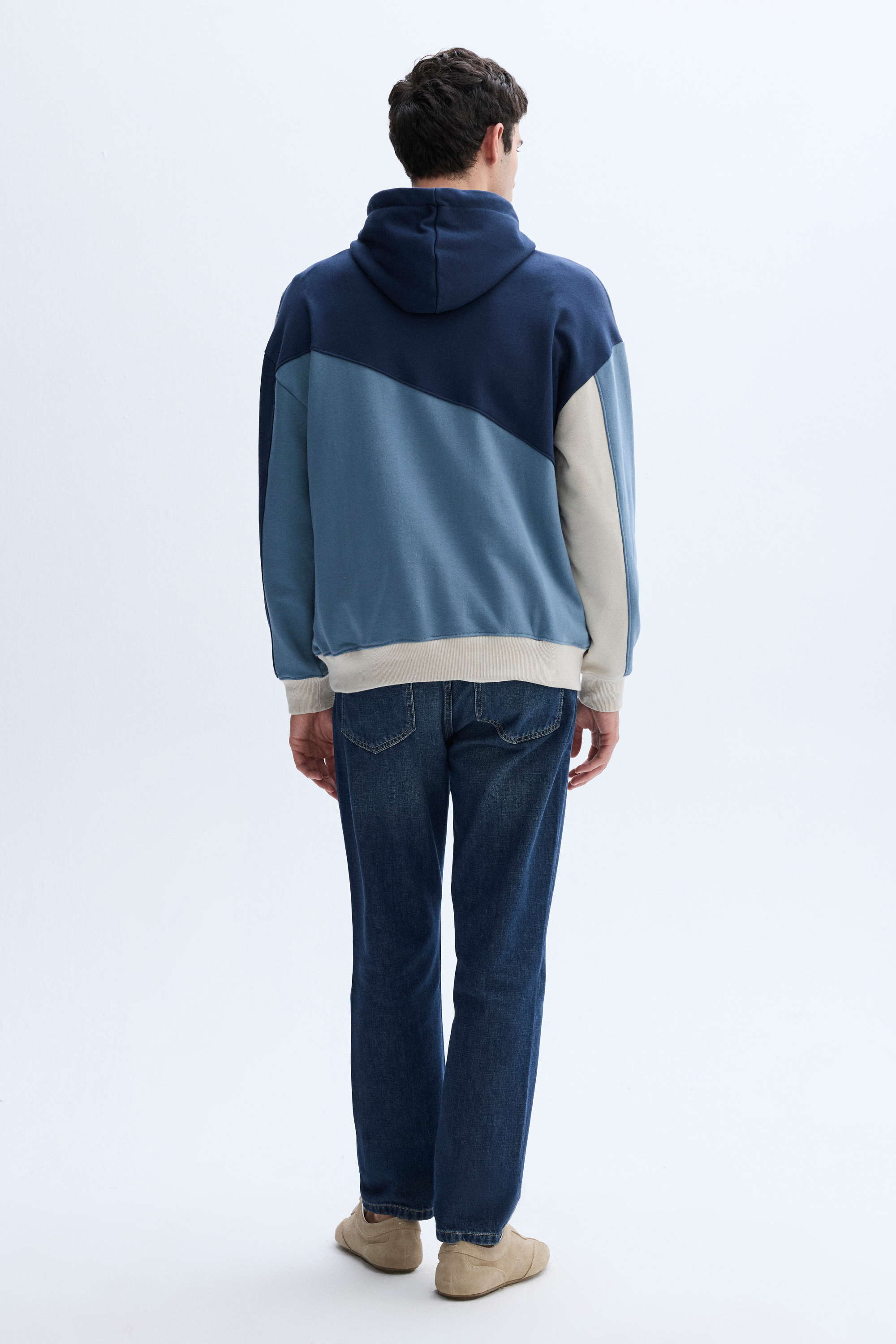 RENK BLOKLU OVERSIZE KAPÜŞONLU SWEATSHIRT