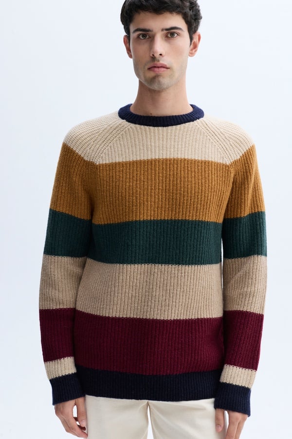 RENK BLOKLU YÜNLÜ KAZAK