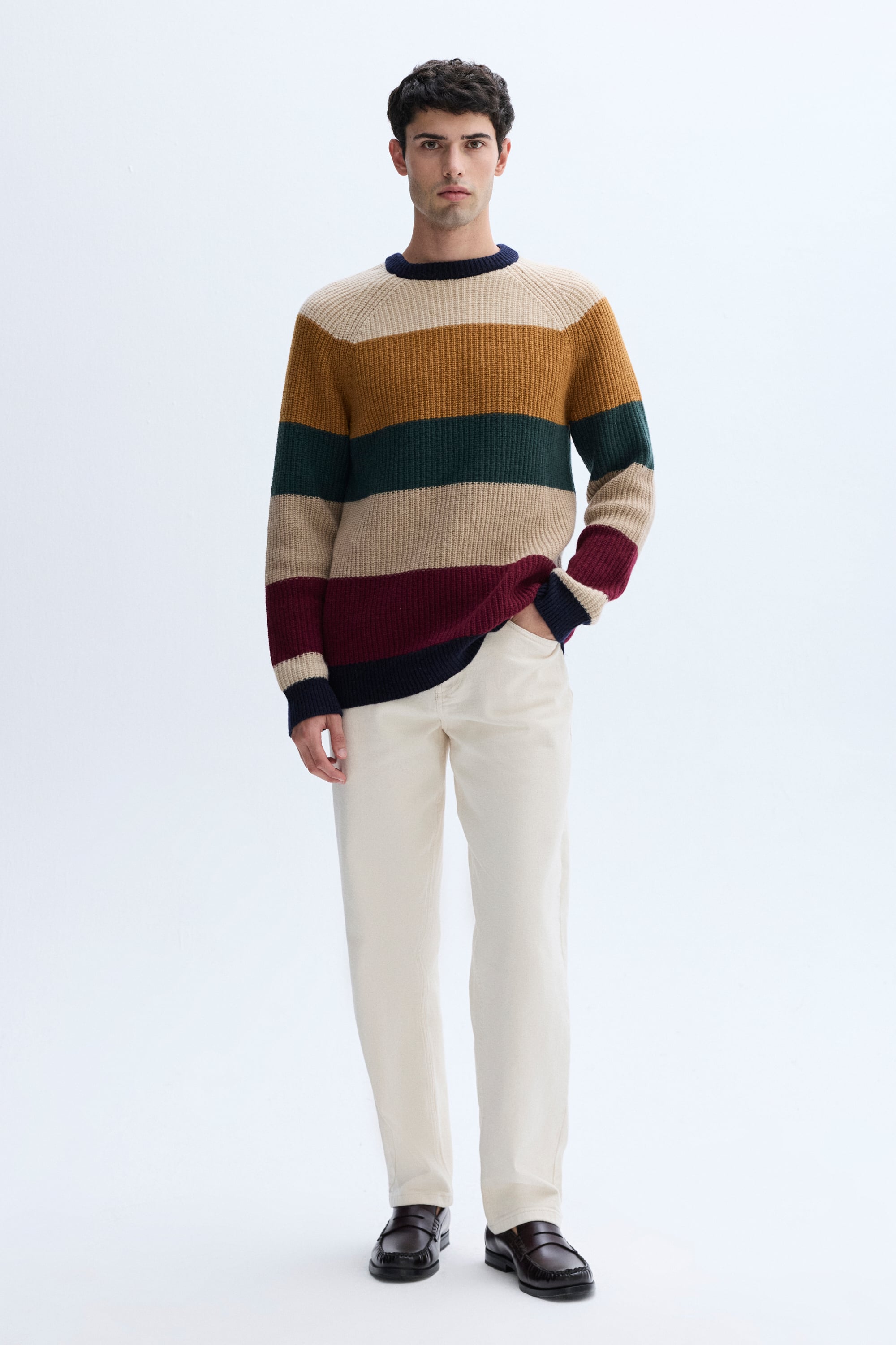 RENK BLOKLU YÜNLÜ KAZAK