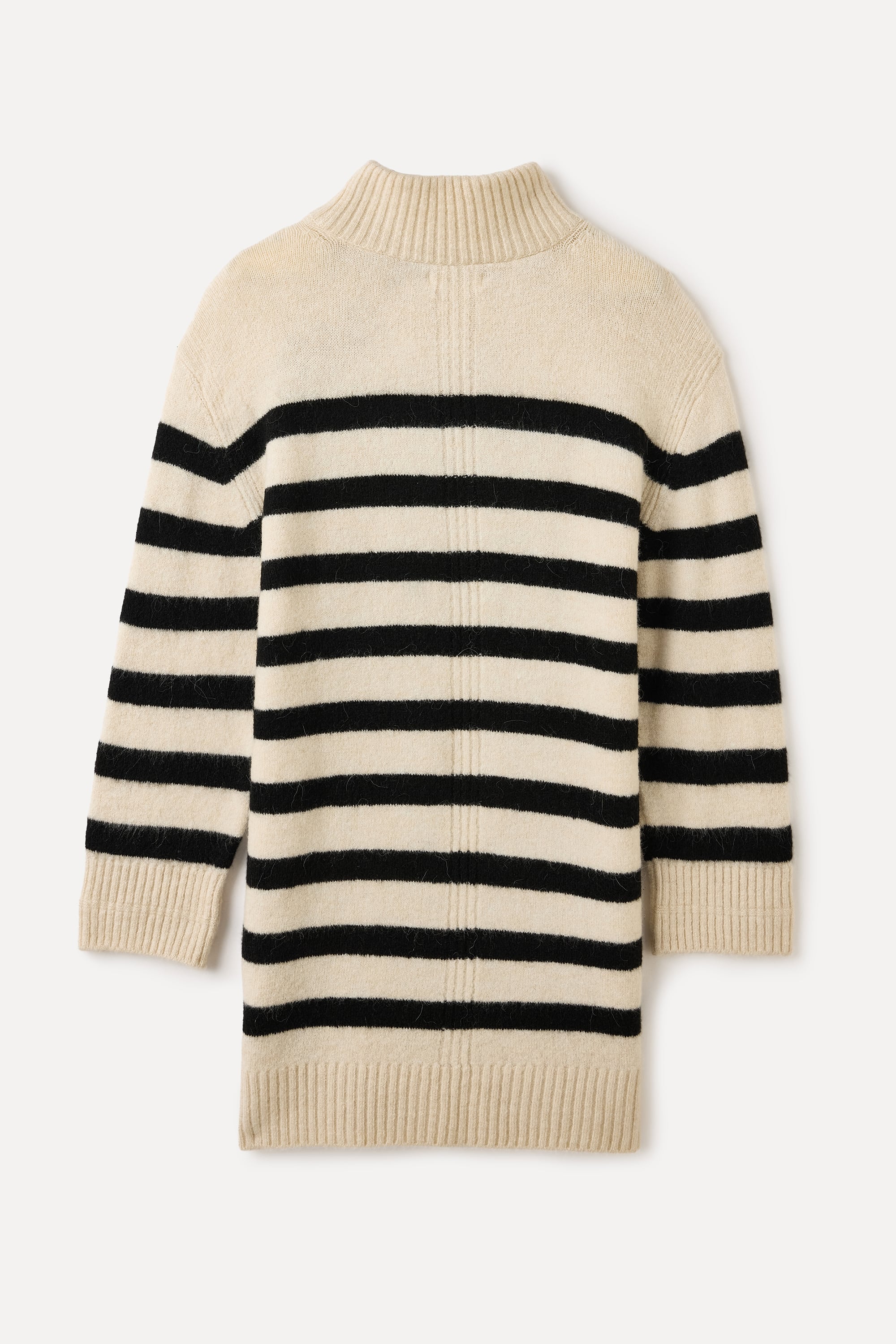 ÇİZGİLİ DİK YAKA MİNİ KAZAK ELBİSE