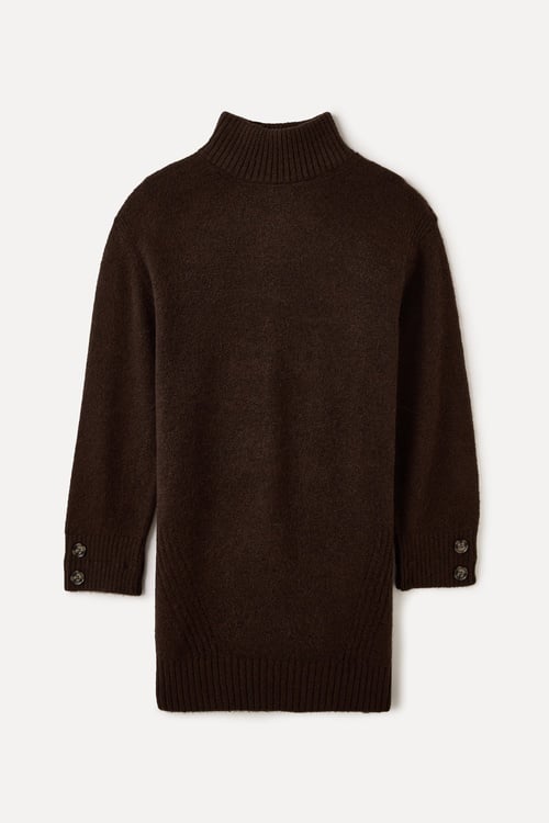 DİK YAKA MİNİ KAZAK ELBİSE