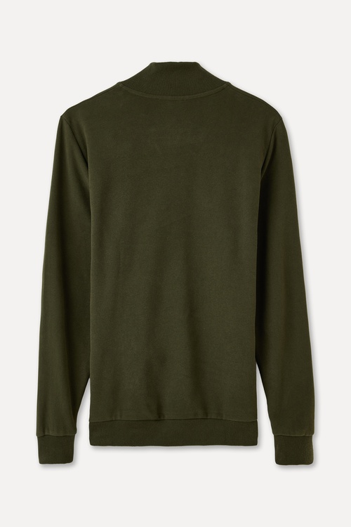  DÜĞMELİ DİK YAKA SWEATSHIRT