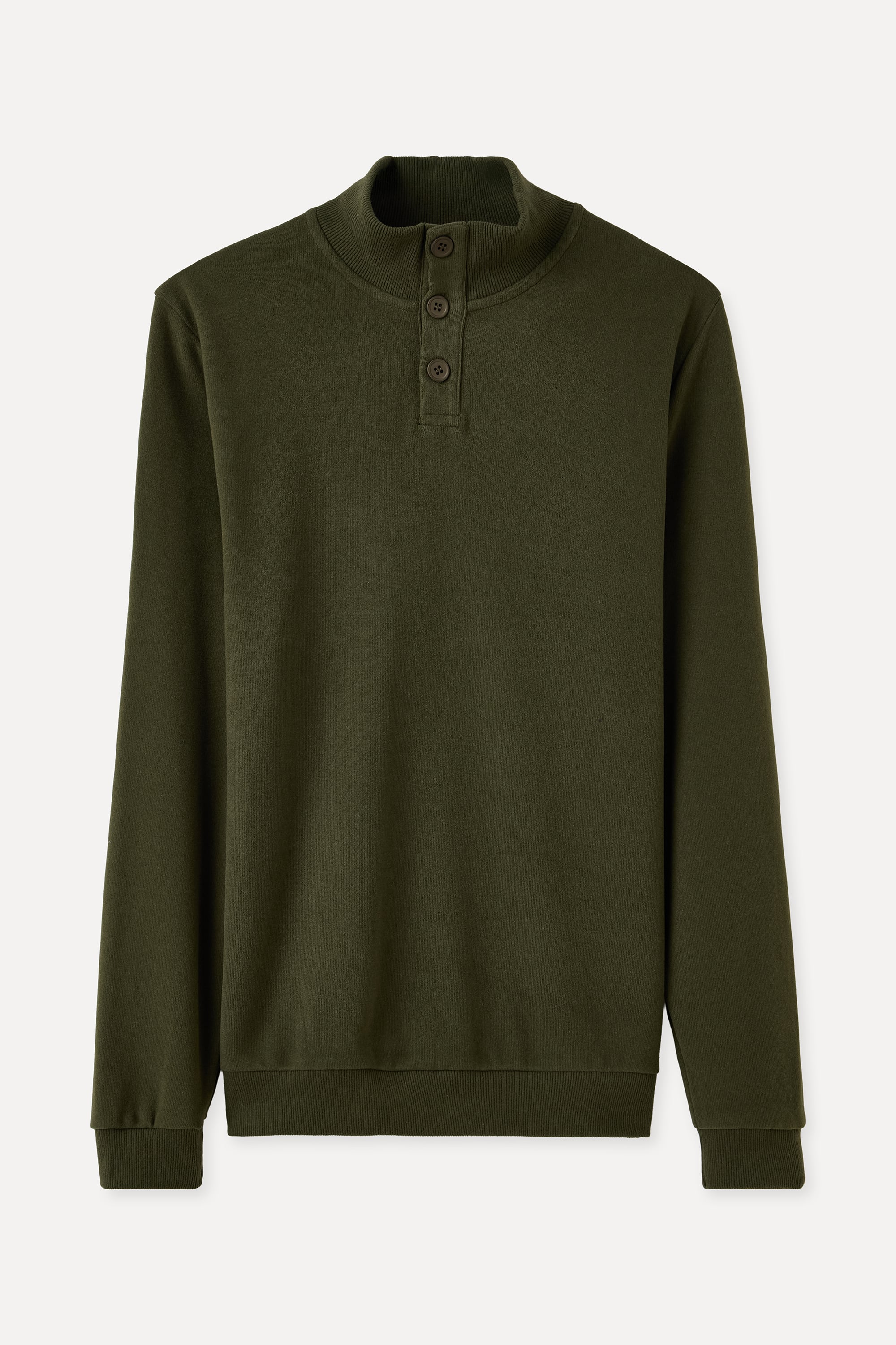 DÜĞMELİ DİK YAKA SWEATSHIRT