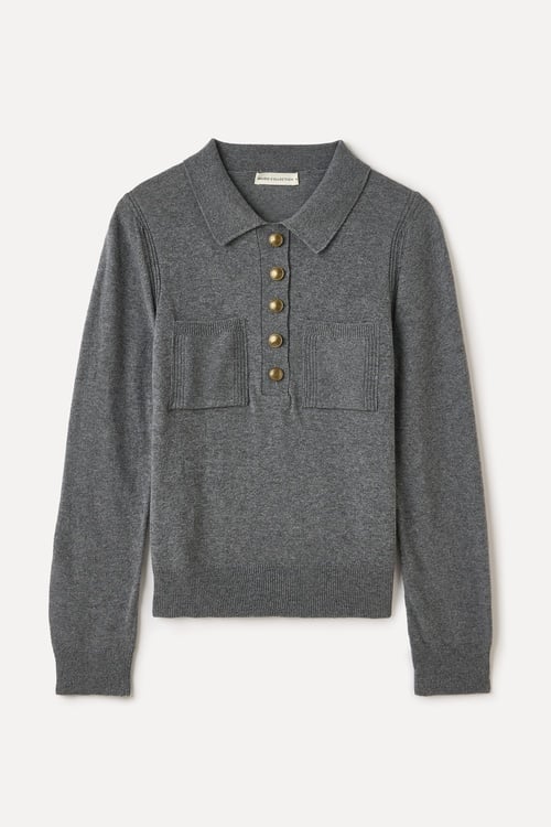  POLO YAKA CEPLİ YÜN KARIŞIMLI KAZAK