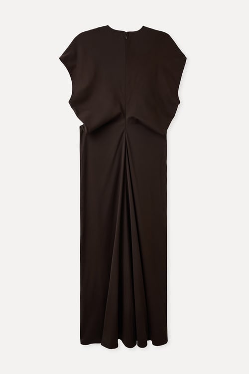  PİLE DETAYLI KOLSUZ MİDİ ELBİSE