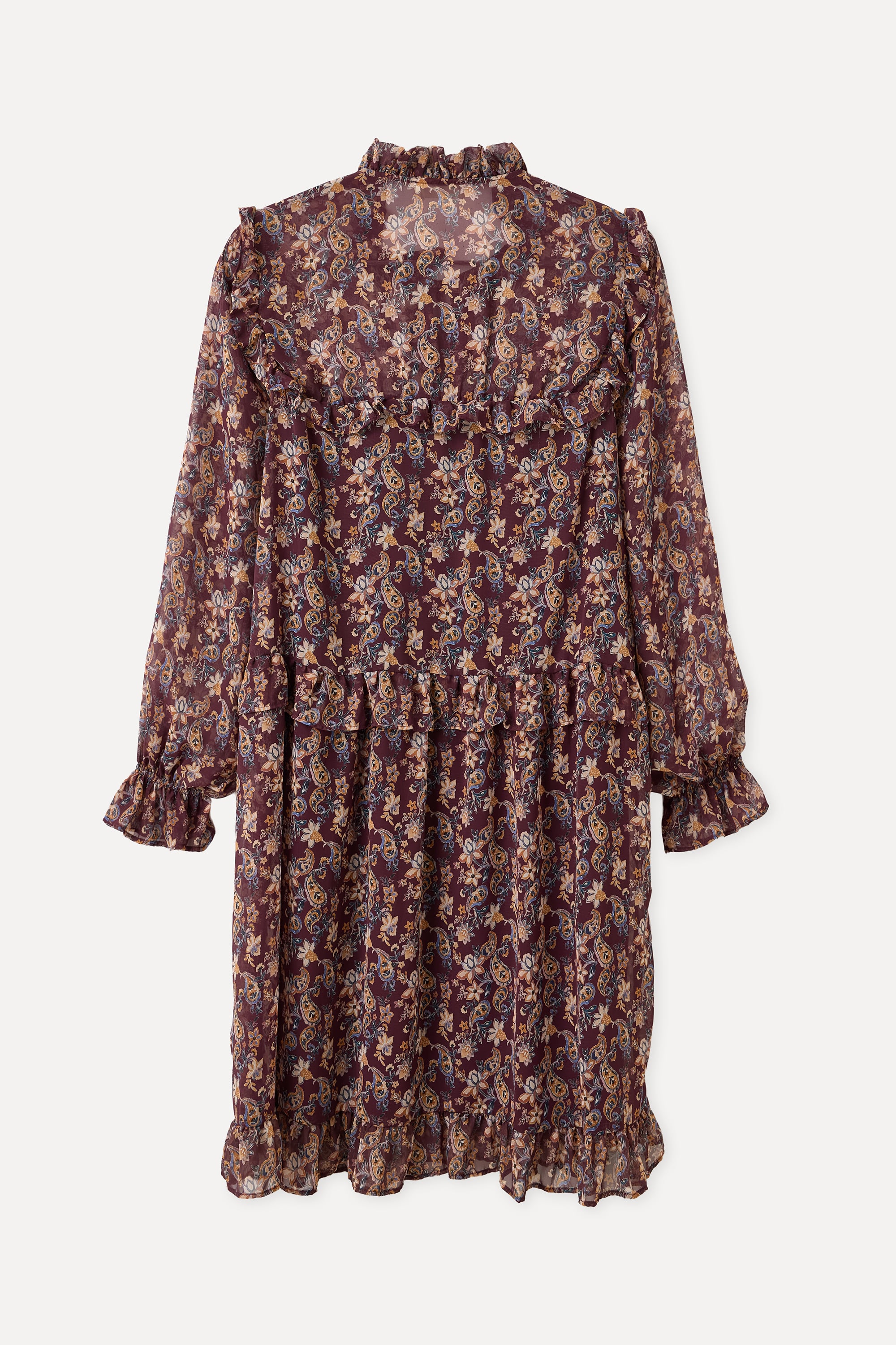 FLORAL BASKILI YAKASI BAĞLAMALI MİNİ ELBİSE