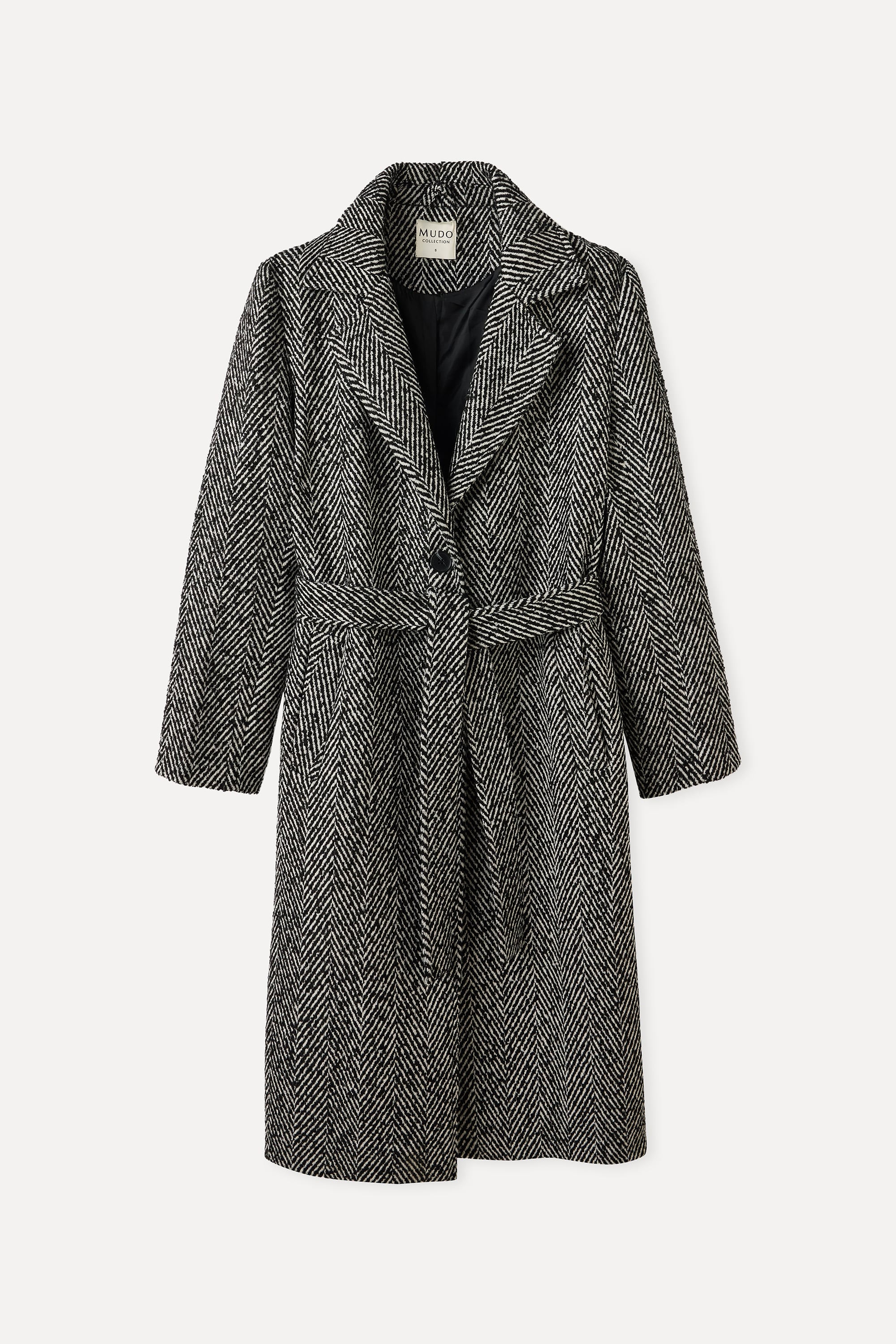 ÇİZGİLİ OVERSIZE KEMERLİ UZUN PALTO