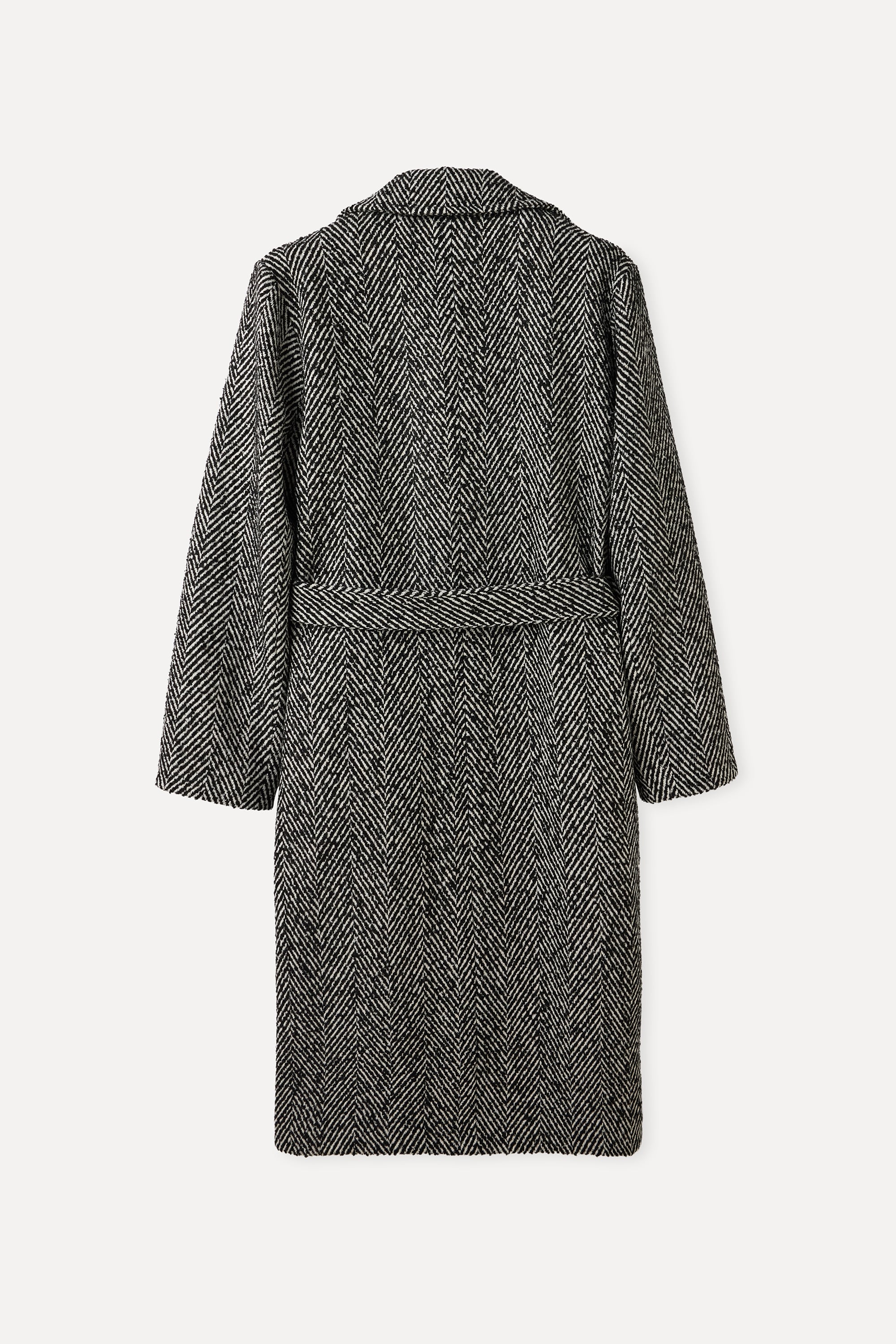 ÇİZGİLİ OVERSIZE KEMERLİ UZUN PALTO