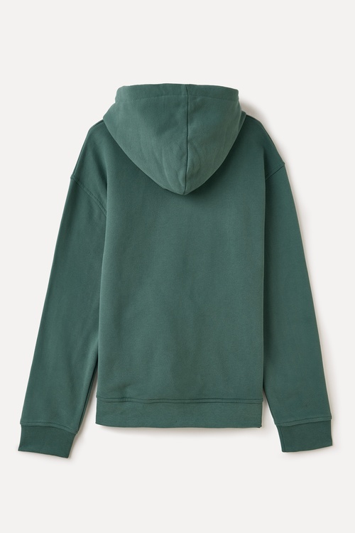  Erkek İndigo Kapüşonlu Kanguru Cepli Oversize Sweatshirt