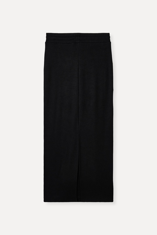 BELİ LASTİKLİ ARKA YIRTMAÇLI UZUN ETEK