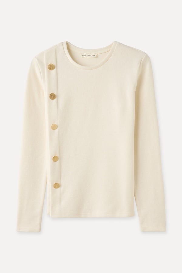 DÜĞME DETAYLI UZUN KOLLU BLUZ