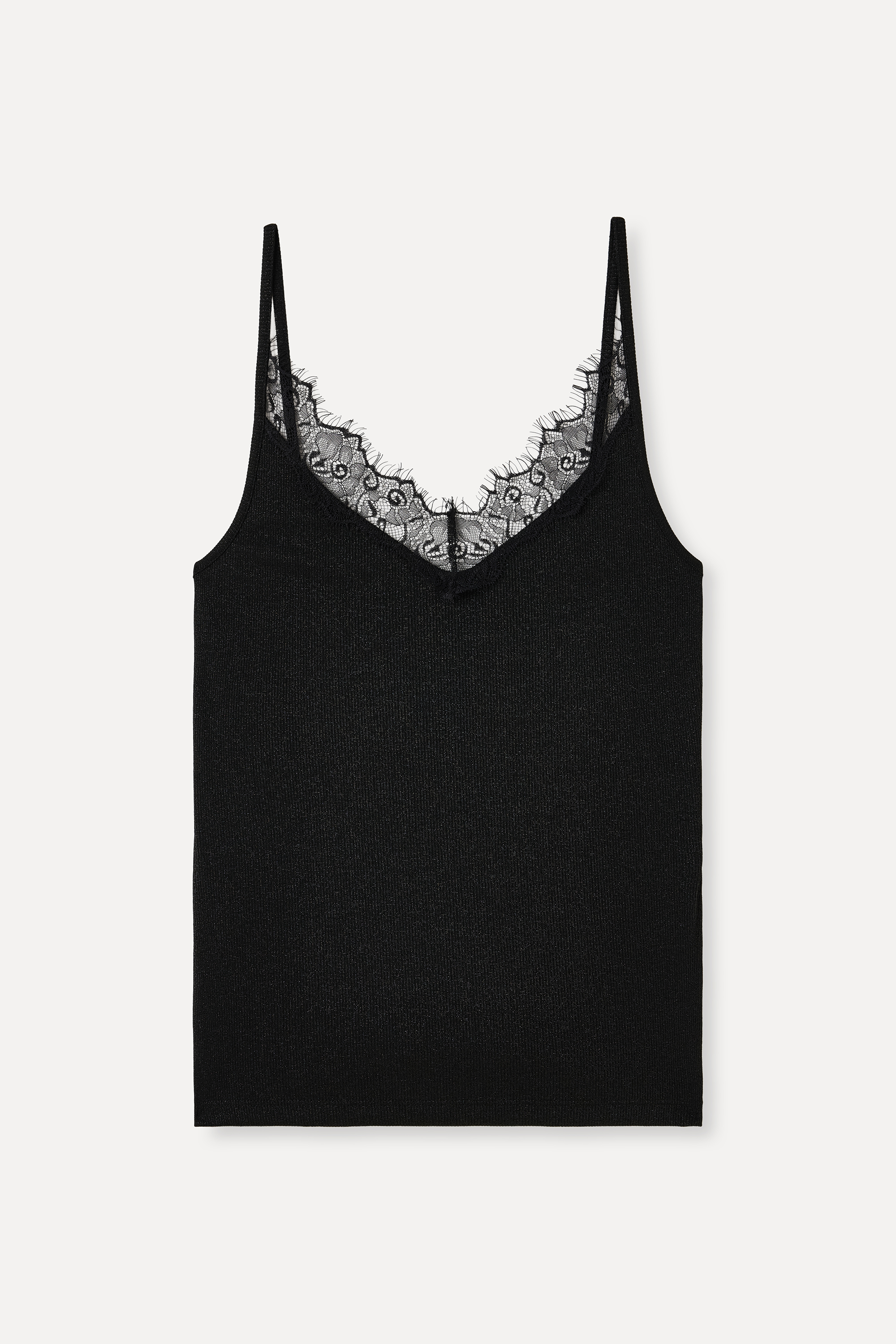 V YAKA DANTELLİ KOLSUZ BLUZ