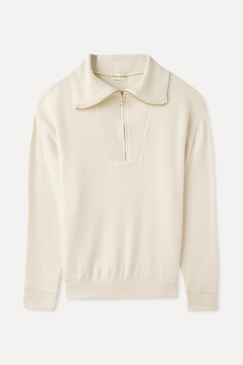 FERMUARLI DİK YAKA SWEATSHIRT