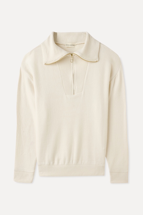 FERMUARLI DİK YAKA SWEATSHIRT