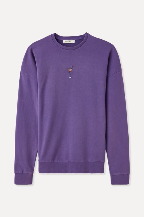 NAKIŞLI BİSİKLET YAKA SWEATSHIRT