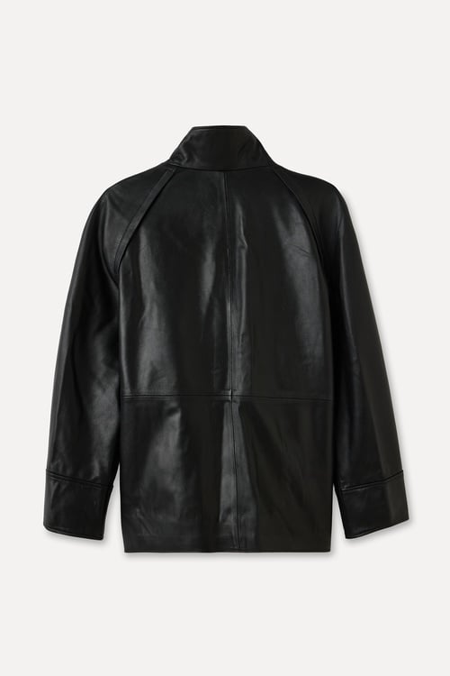  OVERSIZE DİK YAKA HAKİKİ DERİ CEKET