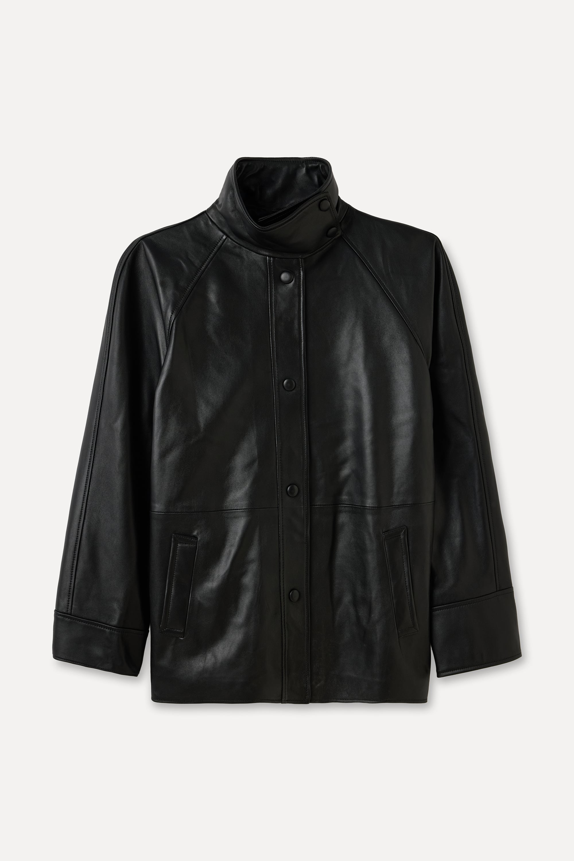 OVERSIZE DİK YAKA HAKİKİ DERİ CEKET