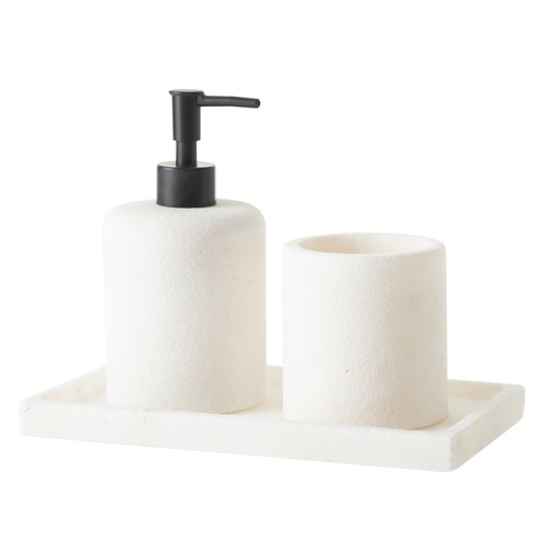  MARBLE MAT BEYAZ 3'LÜ BANYO SETİ