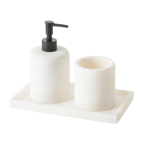  MARBLE MAT BEYAZ 3'LÜ BANYO SETİ