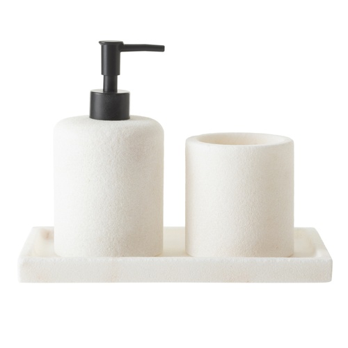  MARBLE MAT BEYAZ 3'LÜ BANYO SETİ