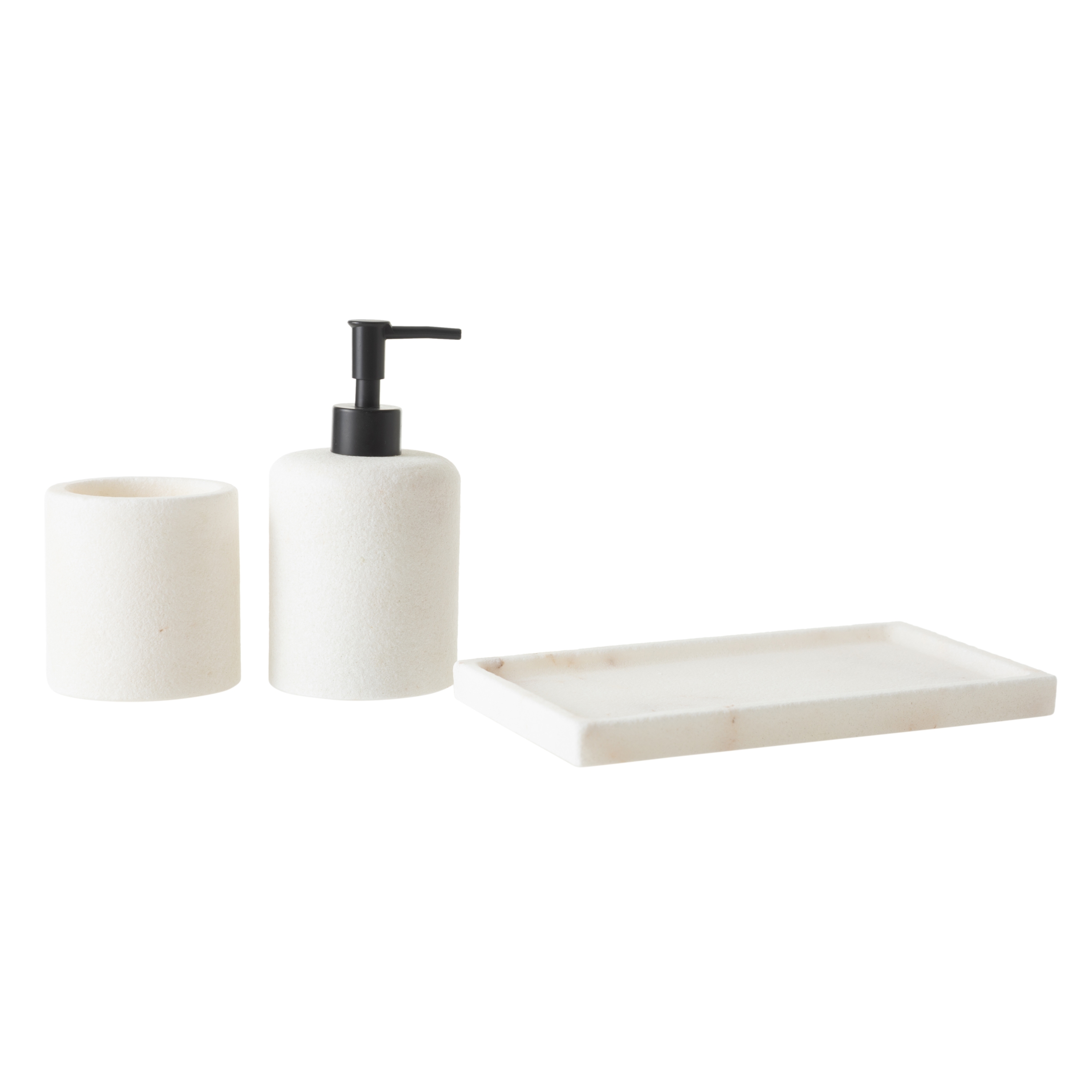 MARBLE MAT BEYAZ 3'LÜ BANYO SETİ