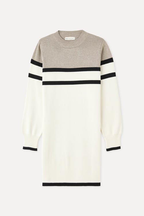  ÇİZGİLİ TRİKO MİNİ ELBİSE