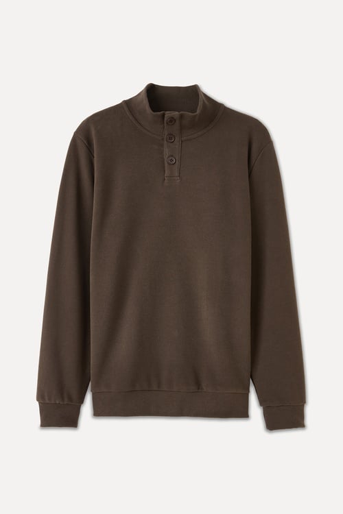  DÜĞMELİ DİK YAKA SWEATSHIRT