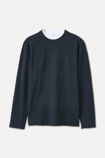 Mudo Erkek Lacivert Yaka Detaylı Bisiklet Yaka Sweatshirt
