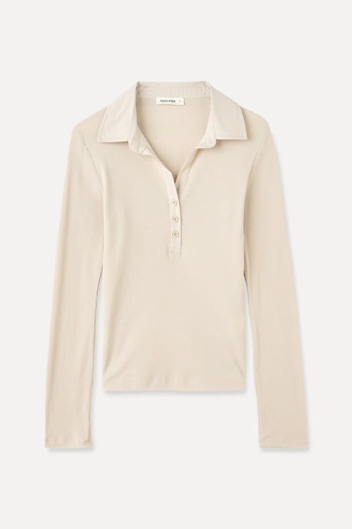 MODAL KARIŞIMLI FITTED UZUN KOLLU BLUZ