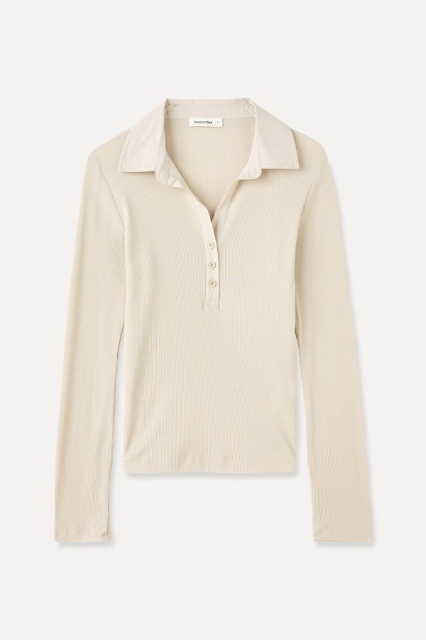 MODAL KARIŞIMLI FITTED UZUN KOLLU BLUZ